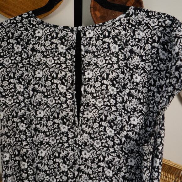 Abercrombie & Fitch Tie-Front Mini Dress Floral Black & White Womens Size Large - Picture 6 of 8